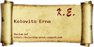 Kolovits Erna névjegykártya